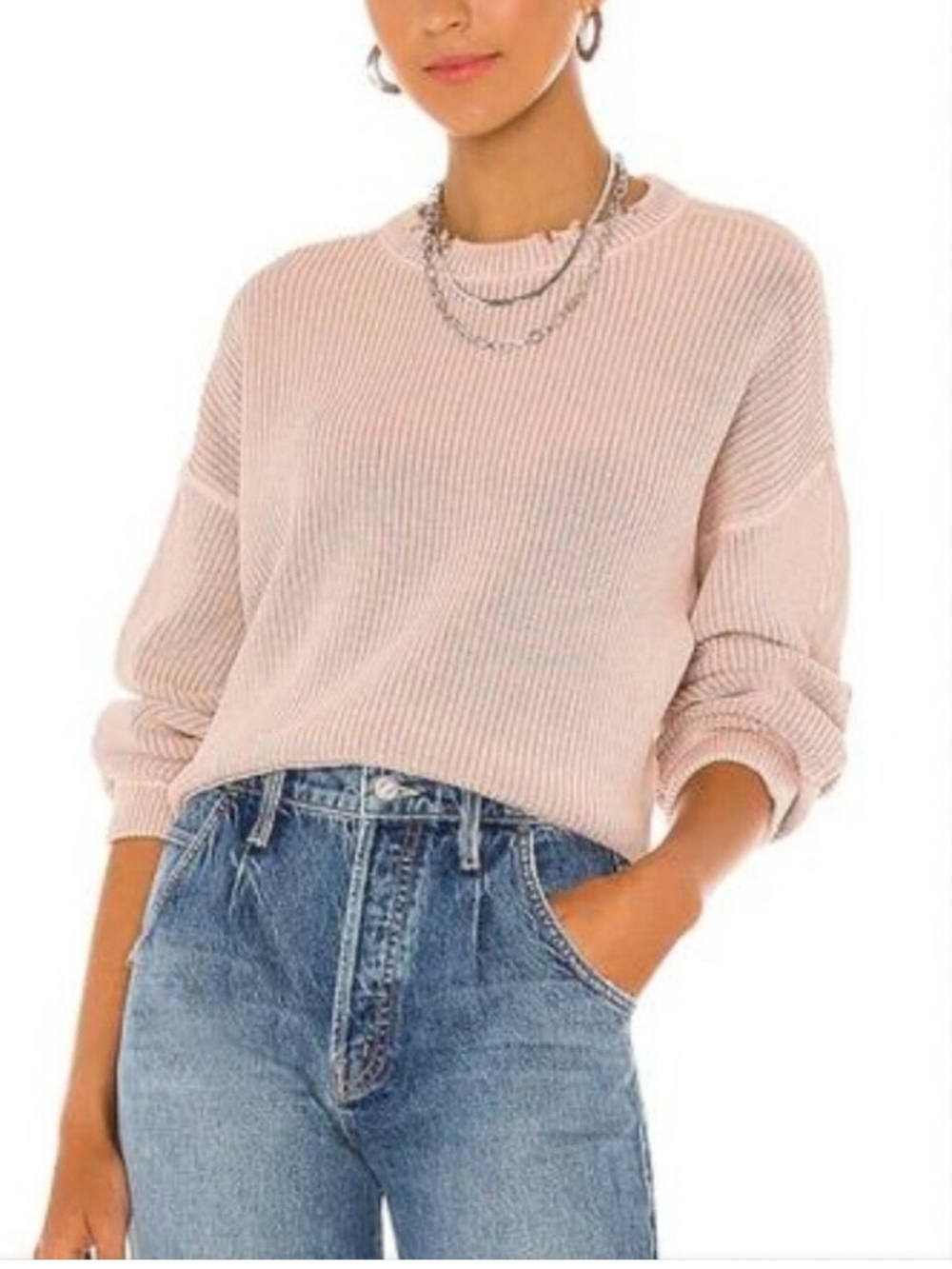 NWT Pistola Soft Ribbed Crewneck Sweater - Blush Pink